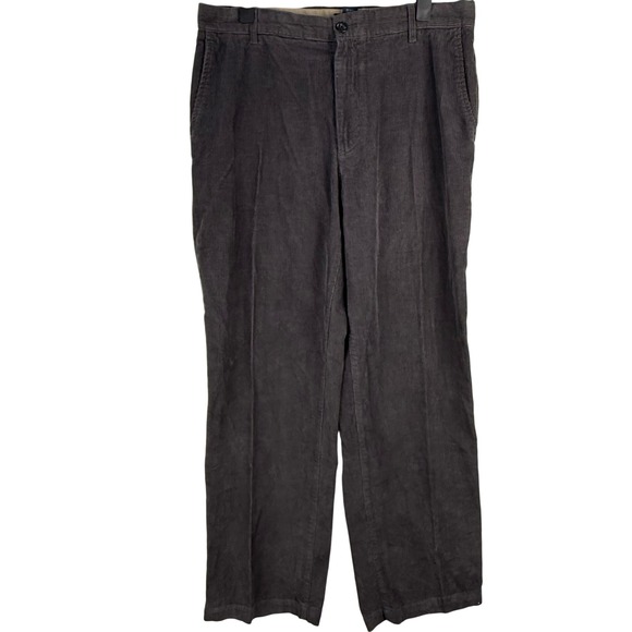 IZOD Mens Corduroy Pants Gray Size 34x32 Straight Leg Casual Trousers - Picture 1 of 5
